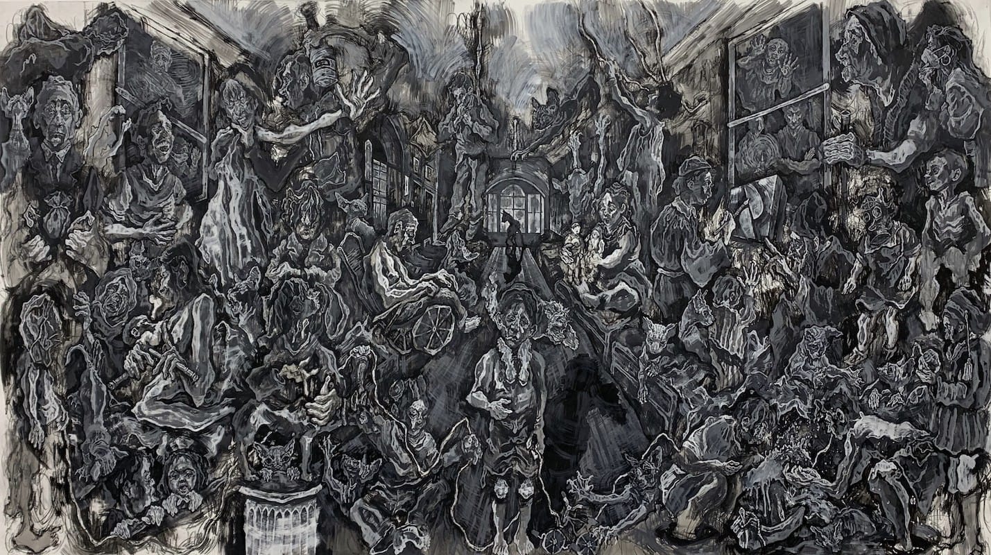 Life in the Backstage by NAJA — Acrylics and charcoal on paper