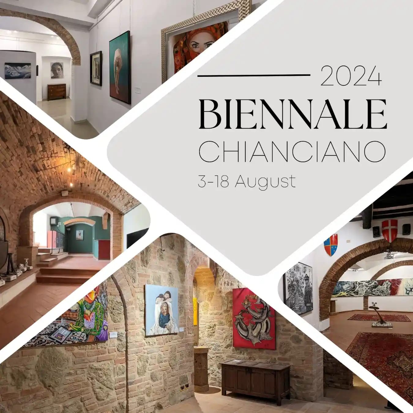 Chianciano Biennale 2024, 3–18 August: views of the galleries.