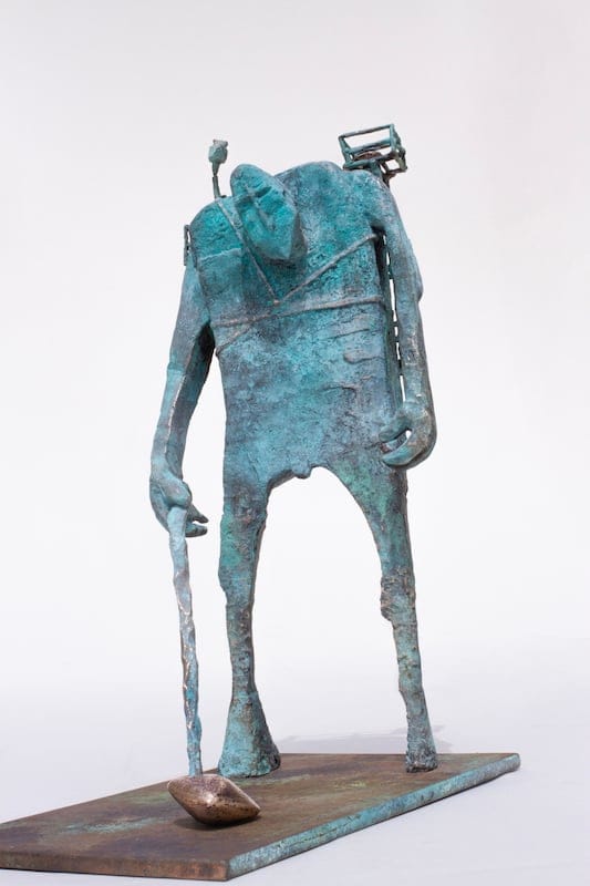 El coleccionista (Soul searching) by JJ Walker, Bronze sculpture