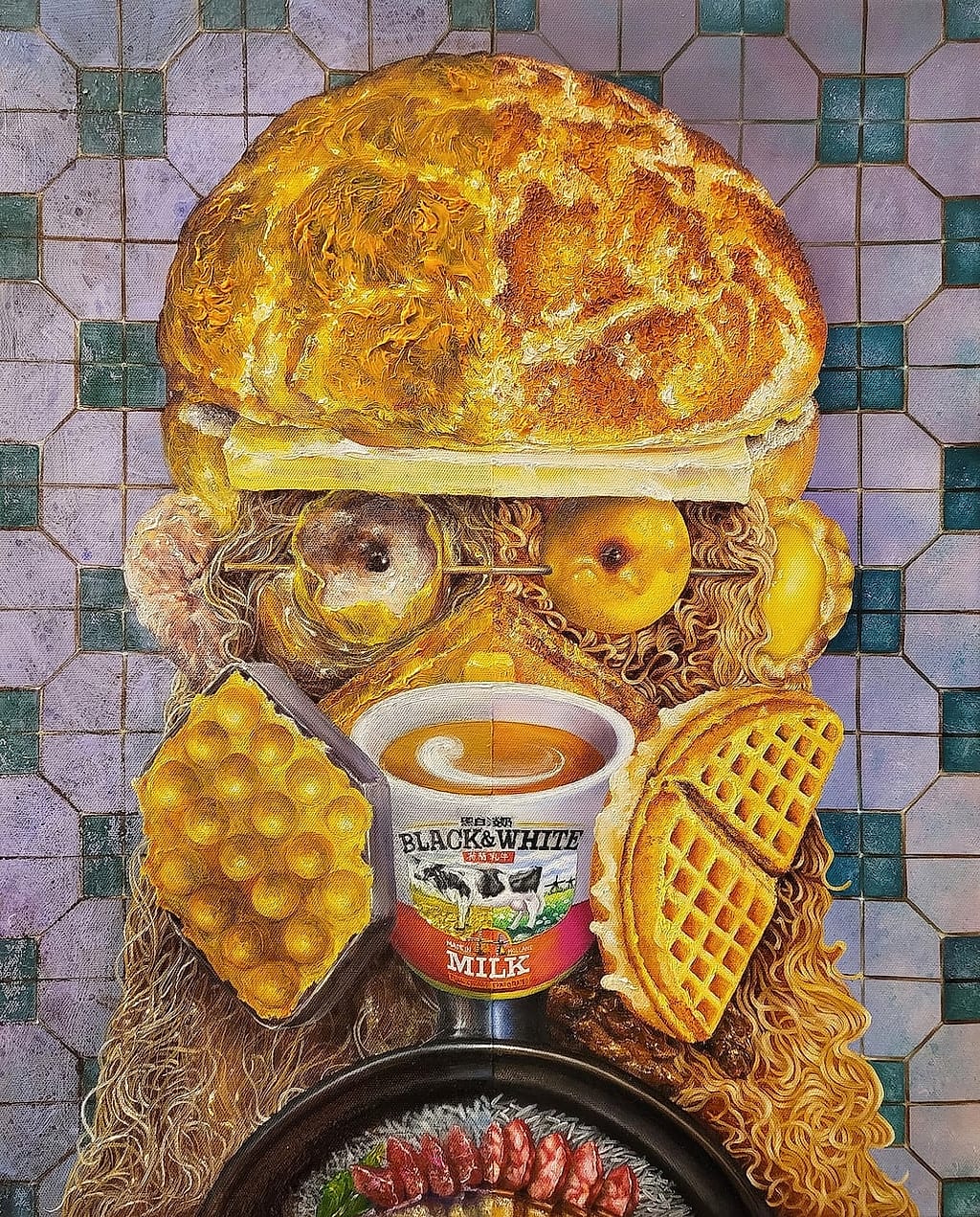 Hong Kong Foodie by Lumli Lumlong, Oil on canvas, 2023