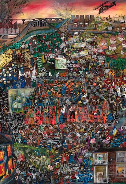 2020 and still fighting old battles by Y. TABOADA, Acrylic on canvas