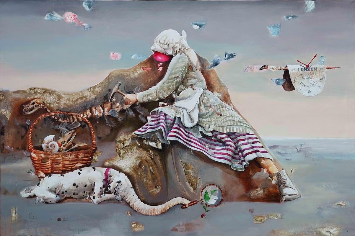 QUEST OF SELF (MARY ANNING) by Zakir Husain Tanha, Acrylic on canvas